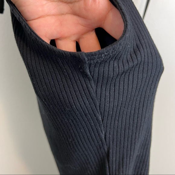 NEW The Range Black Alloy Rib Tied One Shoulder Tank in Large - Picture 7 of 8